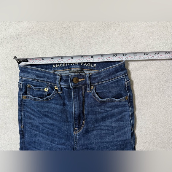 American Eagle Jeans Women's 00 Reg Blue Super High Rise Flare Stretch Denim - Picture 5 of 9